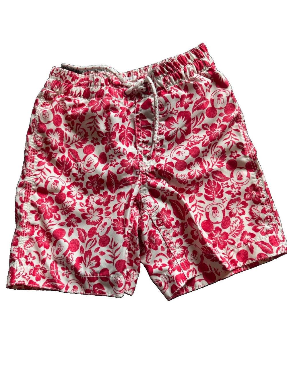 Disney GAP Mickey Mouse Swim Tropical Trunks Red White Size 5 Year Old Aloha